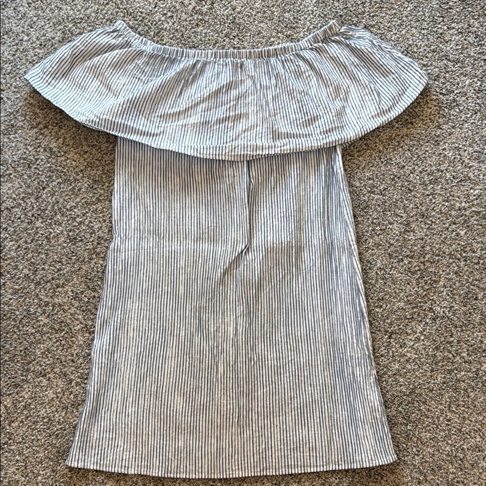 JCrew off the shoulder striped dress